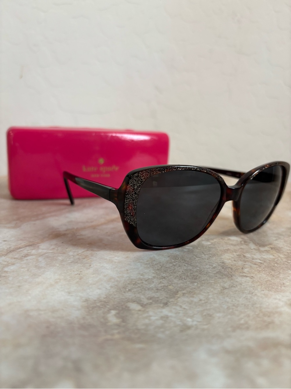kate spade Brenna Tortoise Glitter Accent Sunglasses